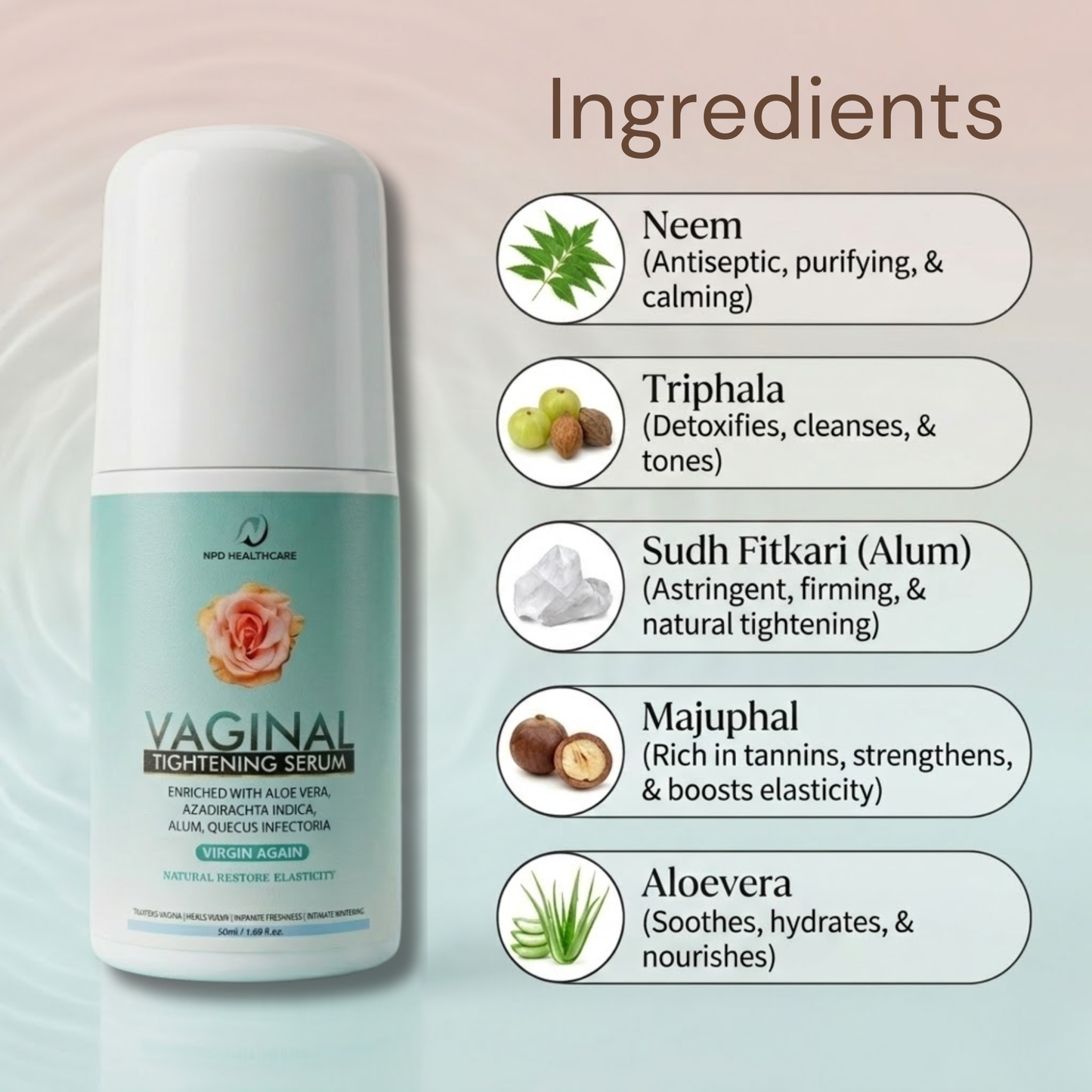 Vaginal Tightening Serum for Women | Majufal & Neem Extracts | Feminine Hygiene & Skin Firmness Care